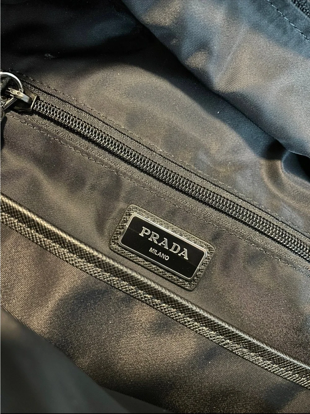 Prada Black Nylon Backpack with Triangular Logo Patch